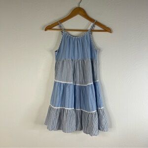 Polo Ralph Lauren Tiered Striped Dress Blue Cotton Sleeveless Pull On Size M